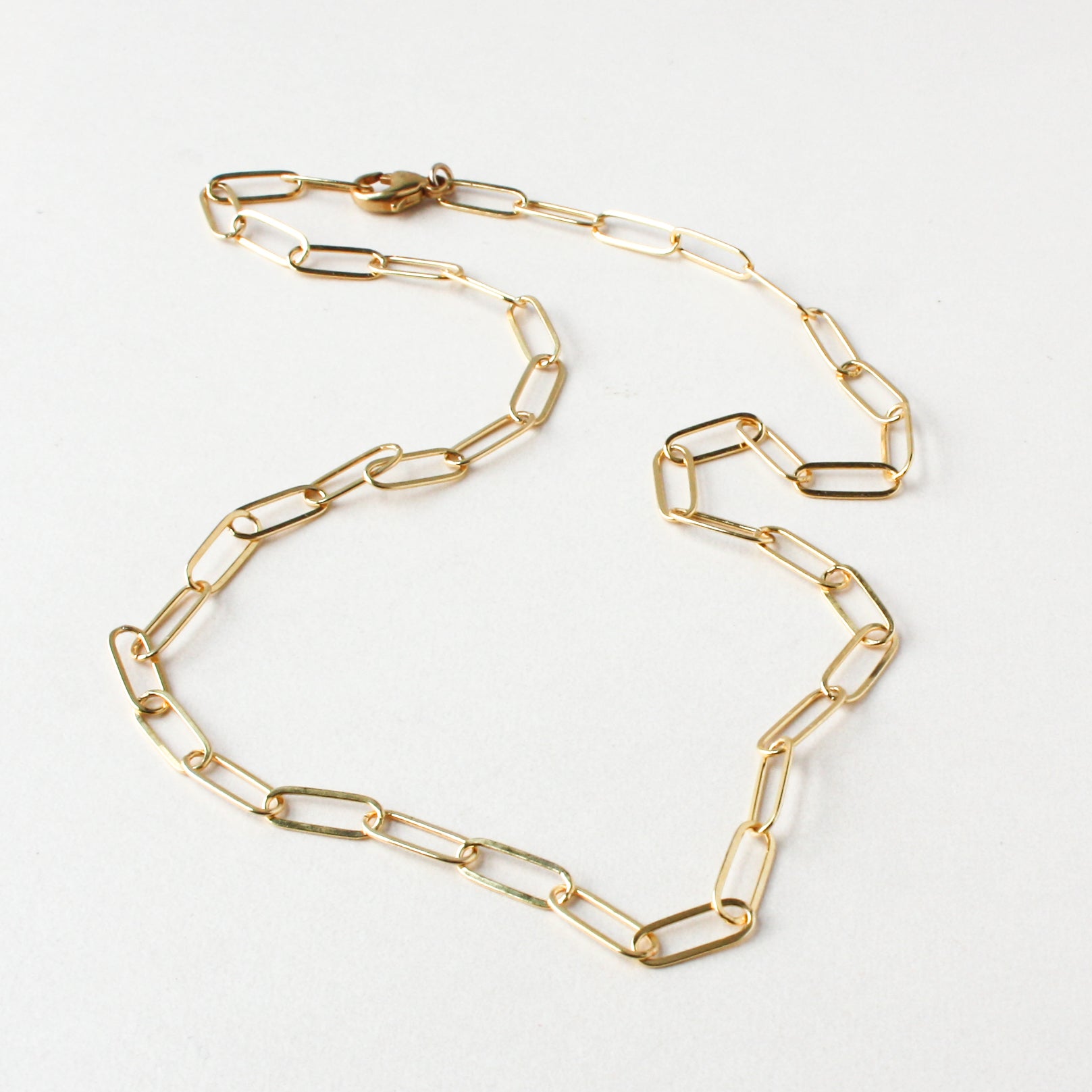 14k Rose Gold 5mm Paper Clip Link Necklace (20